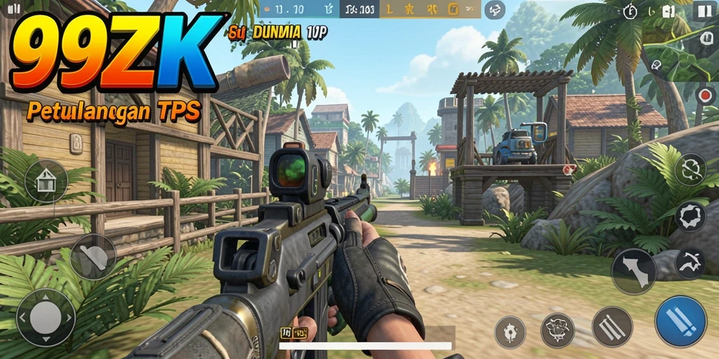Screenshot gameplay 99ZK menampilkan pertempuran TPS yang seru.