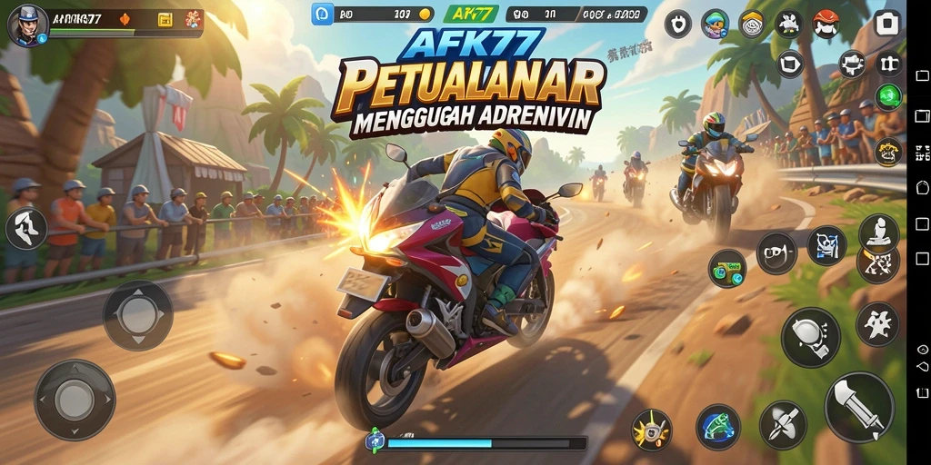 Tampilan gameplay balapan yang mendebarkan dari AFK77.