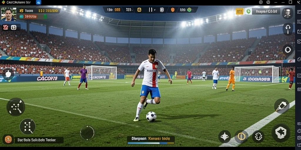 Gameplay seru CACOR78 dengan aksi sepak bola yang mendebarkan.