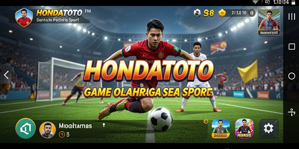 Screenshot utama HONDATOTO menunjukkan aksi nyata dalam permainan olahraga.