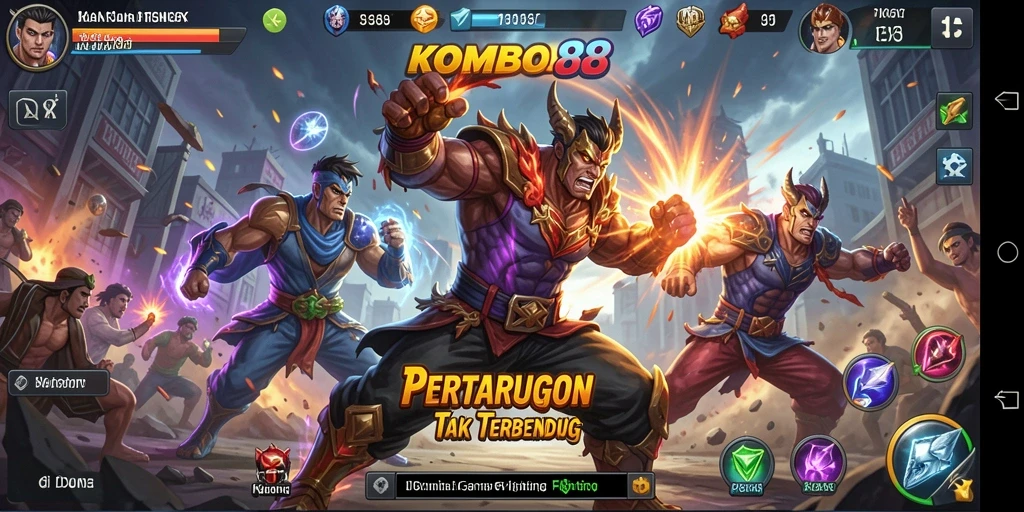 Screenshot pertarungan seru di KOMBO88 menunjukkan aksi gameplay yang menegangkan.