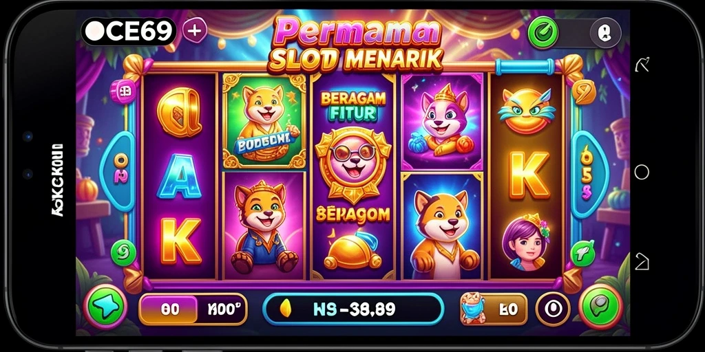 Tampilan gameplay OCE69 dengan tema Slot yang menarik dan penuh warna.