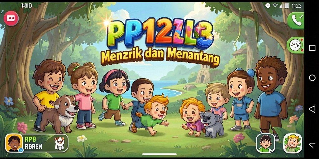 Tampilan gameplay PP123 yang penuh warna dan menantang.