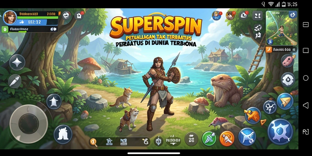 Gameplay SUPERSPIN yang seru di dunia terbuka.