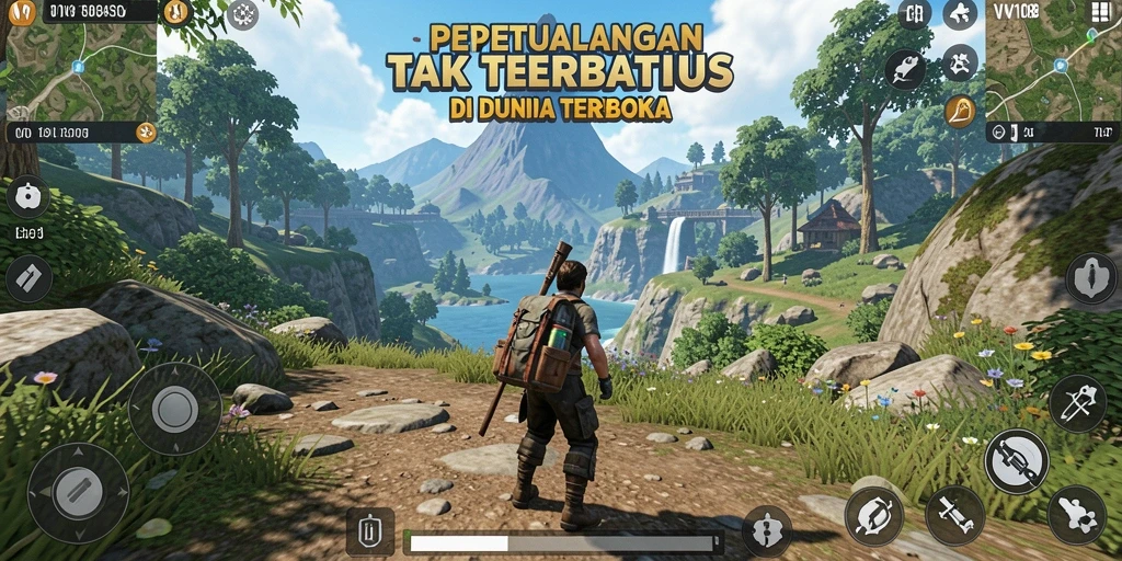 Screenshot VW108 menampilkan petualangan di dunia terbuka yang mempesona.