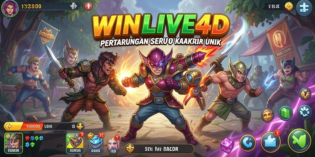 Screenshot menampilkan pertarungan intens dalam WINLIVE4D.